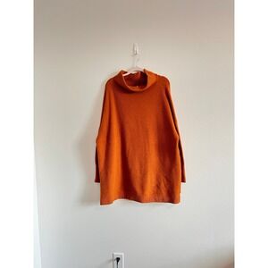 Free People Burnt Orange Ottoman Slouchy Tunic Oversized Knit Sweater L Boho